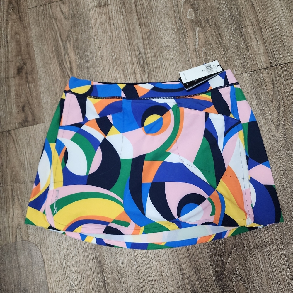 🌷Ralph Lauren 15" Print Performance Skort Riviera Abstract Women's Size Medium - Picture 11 of 11